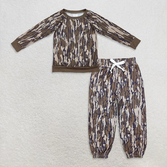 10.3 RTS NO MOQ （In stock）BT0882 + P0649 Baby Boys Bottomland Camo Long Sleeve Tee Shirts Tops Pockets Jogger Pants