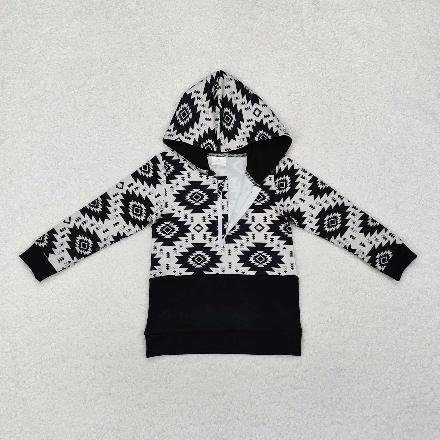 BT0907 Long sleeves black aztec kids western hoodie