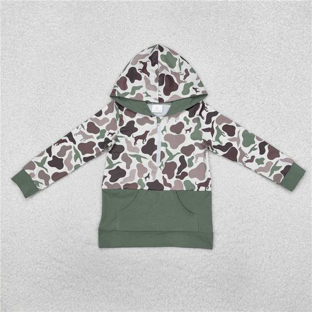 BT0914Kids Camouflage Hunting Hoodie Long Sleeve Duck Dog Print with Pocket Outdoor Casual Fashionable Youthwear