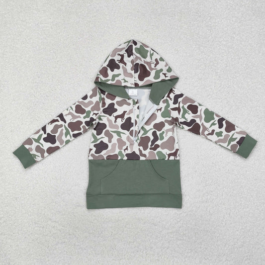 BT0914 Long sleeves duck dog camo pocket kids hunting hoodie