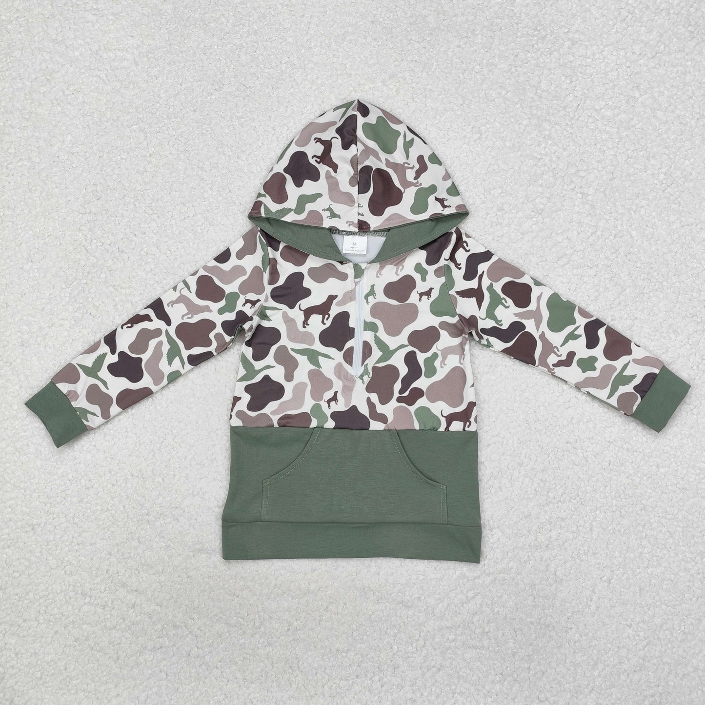 BT0914 Long sleeves duck dog camo pocket kids hunting hoodie