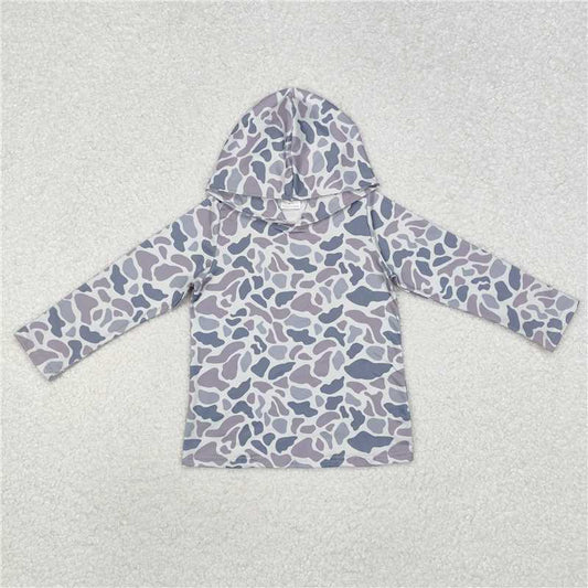 USA Warehouse (IN STOCK) Baby Boys Grey Camouflage Long Sleeve Hooded Tops