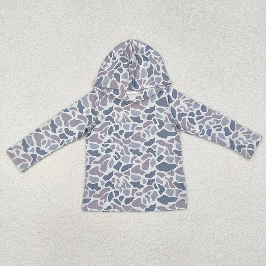 USA Warehouse (IN STOCK) BT0922 Baby Boys Grey Camouflage Long Sleeve Hooded Tops