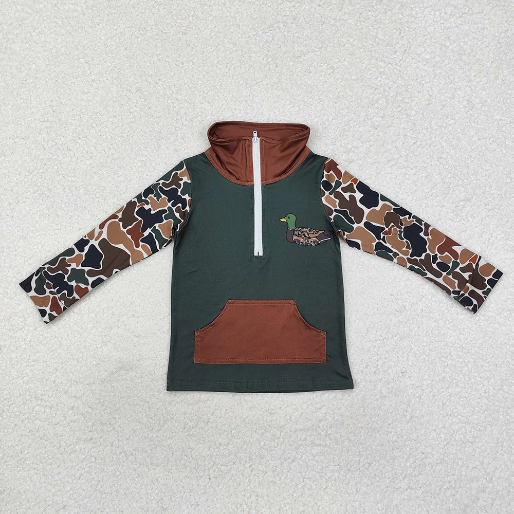 1.16 RTS Sibling Brother Baby Boys Camo Zip Duck Hunting Pullovers Tops