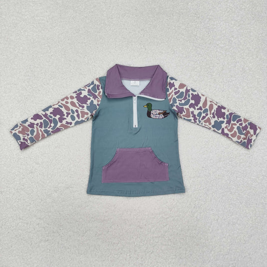 BT0928 Camo duck pocket baby boy zip pullover