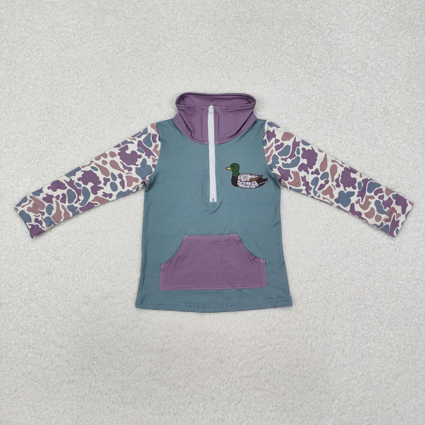 BT0928 Camo duck pocket baby boy zip pullover