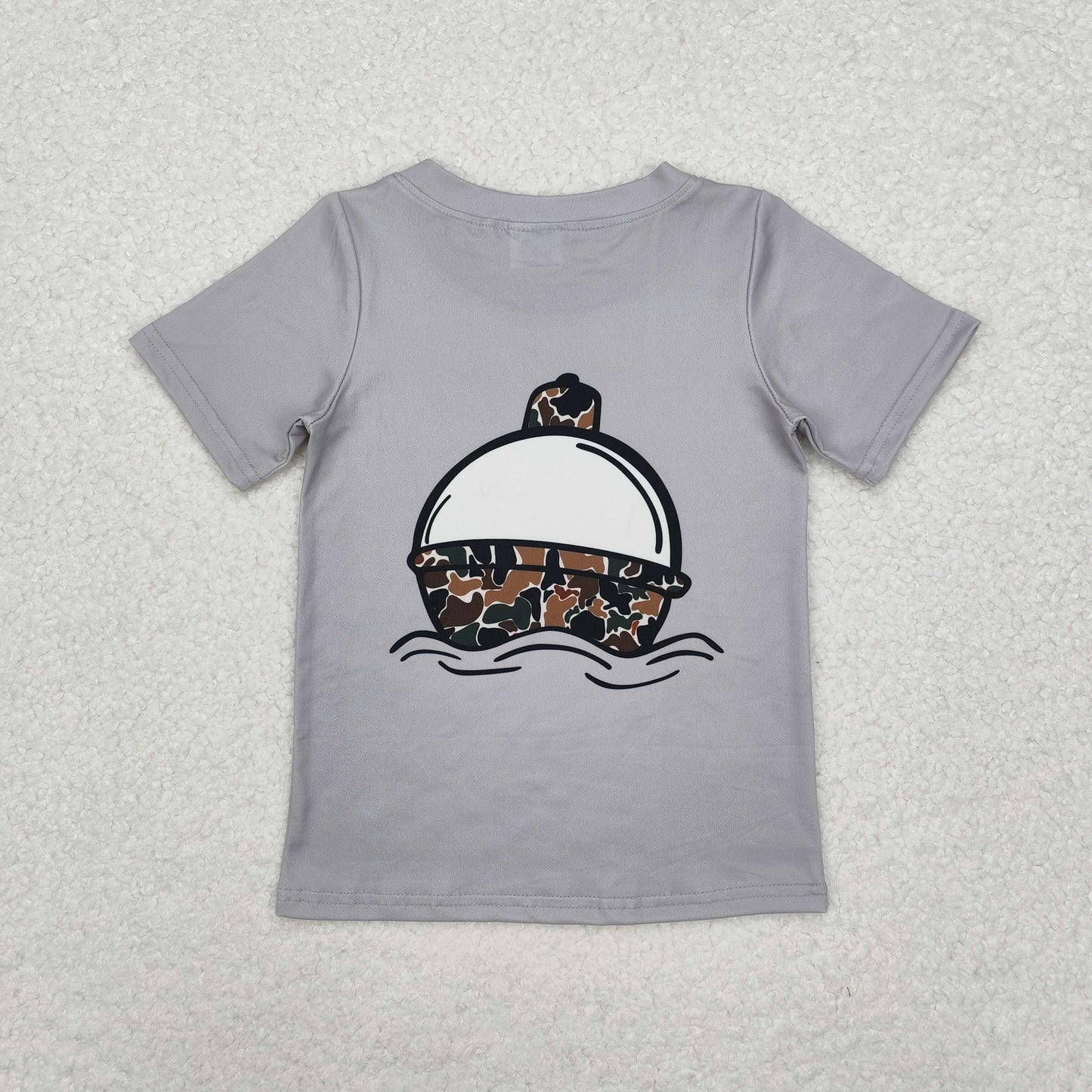 BT0961  Short sleeves grey camo slip float fishing boys shirt