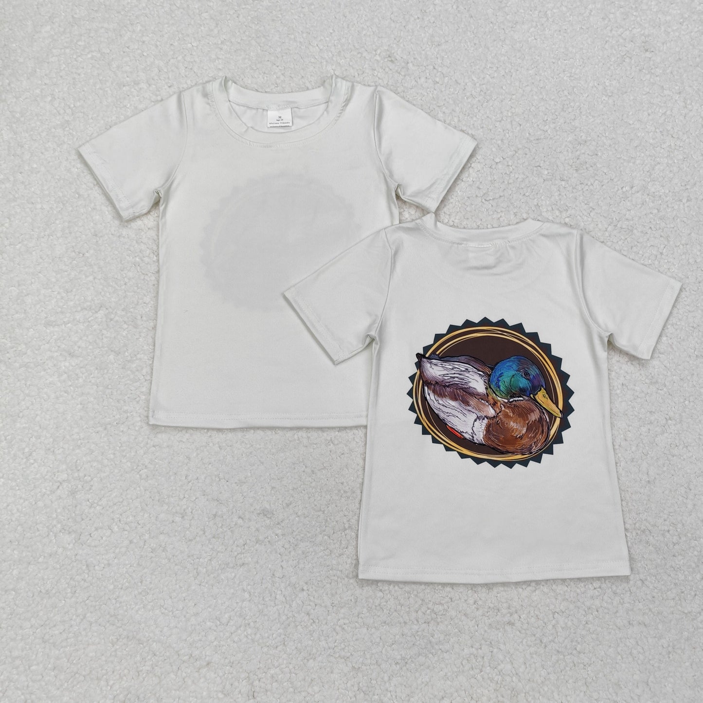 BT0964  Short sleeves beige duck baby boy hunting shirt