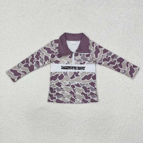 9.25 RTS Sibling Baby Boys Embroidery Mamas Bows Western Camo Tee Shirts Top