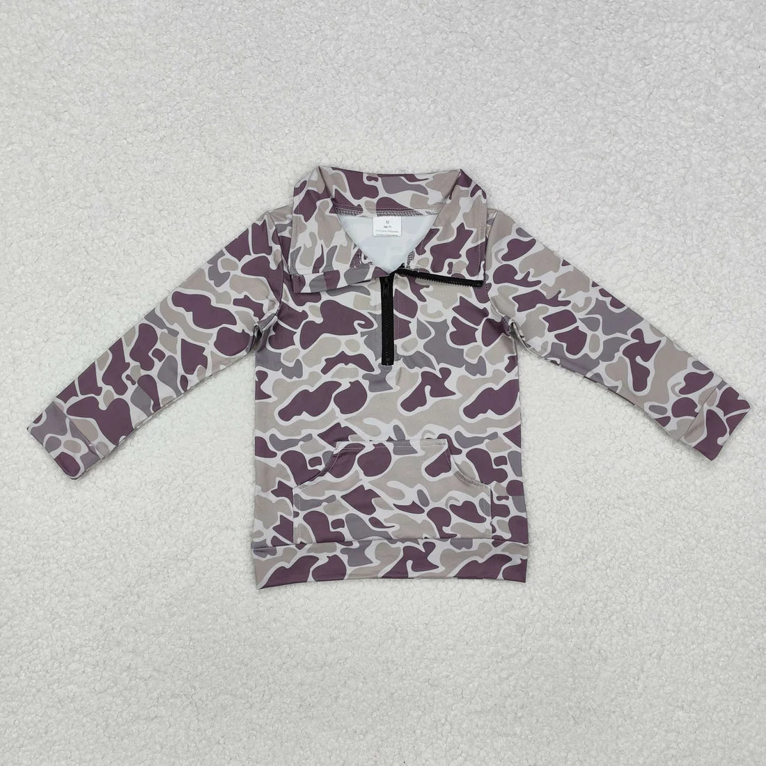 10.1 RTS Sibling Baby Boys Long Sleeves Western Camo Pocket Half Zipper Pullovers Top