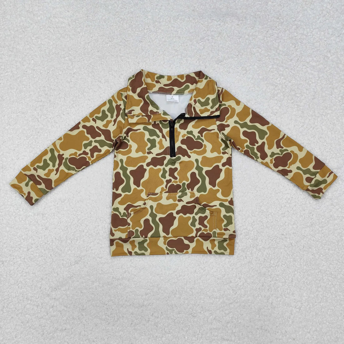 10.1 RTS Sibling Baby Boys Long Sleeves Western Camo Pocket Half Zipper Pullovers Top