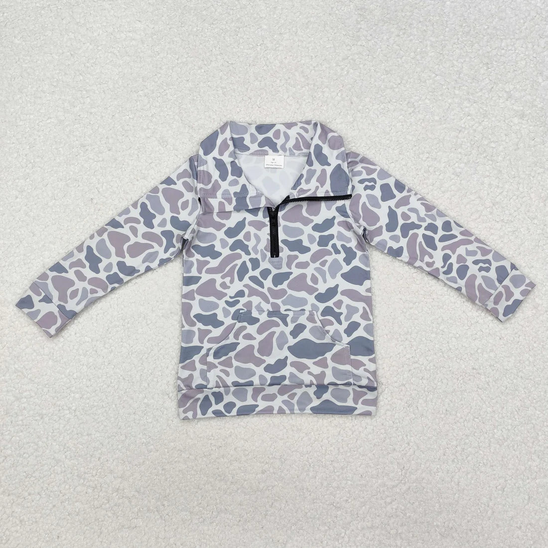 10.1 RTS Sibling Baby Boys Long Sleeves Western Camo Pocket Half Zipper Pullovers Top