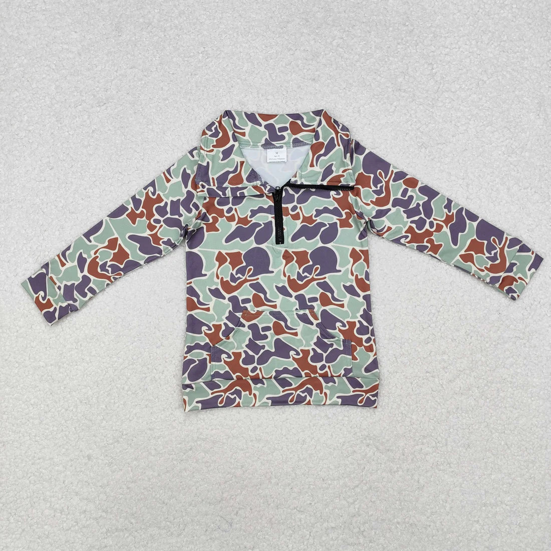 10.1 RTS Sibling Baby Boys Long Sleeves Western Camo Pocket Half Zipper Pullovers Top