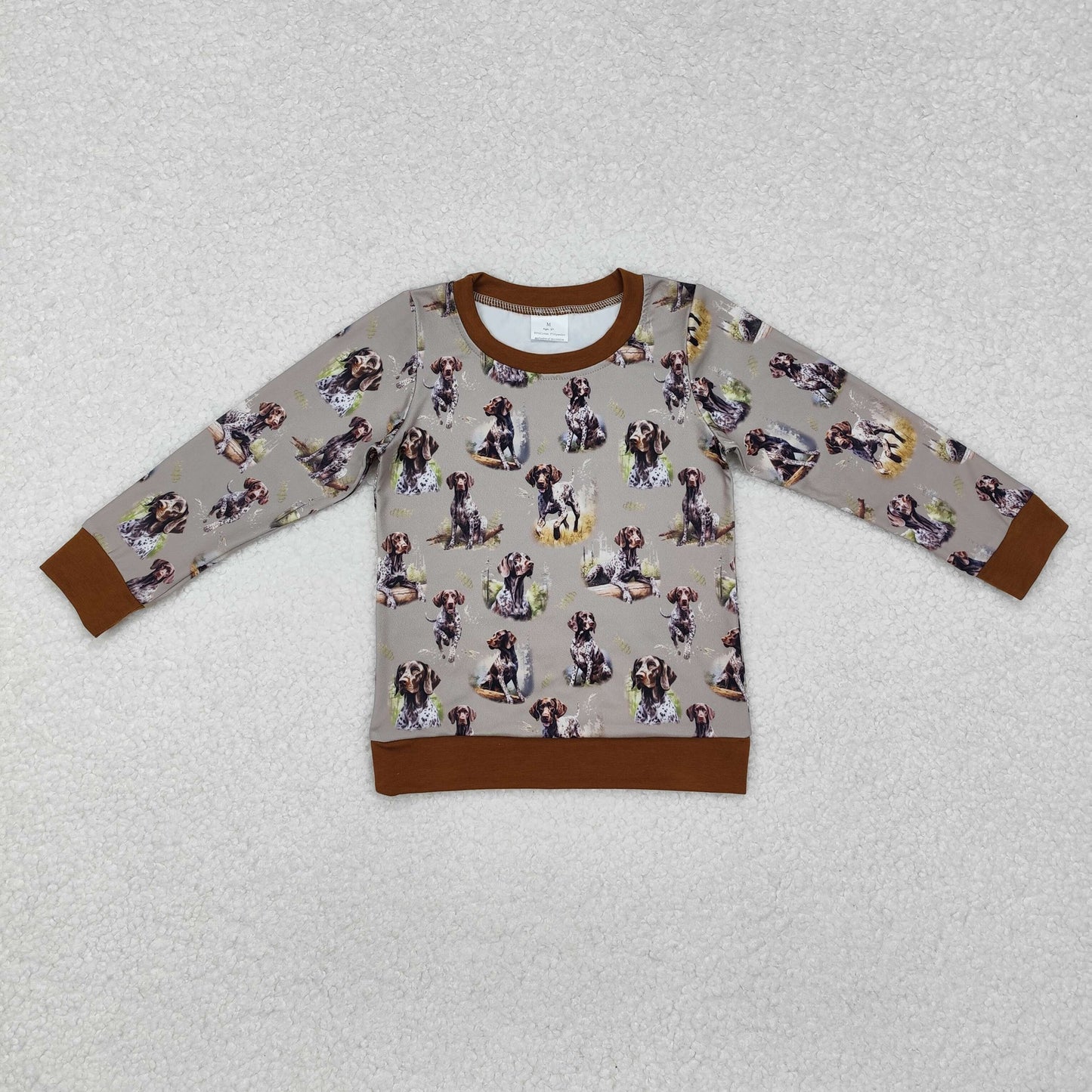 BT1059 Brown long sleeves dog hunting kids boys shirt