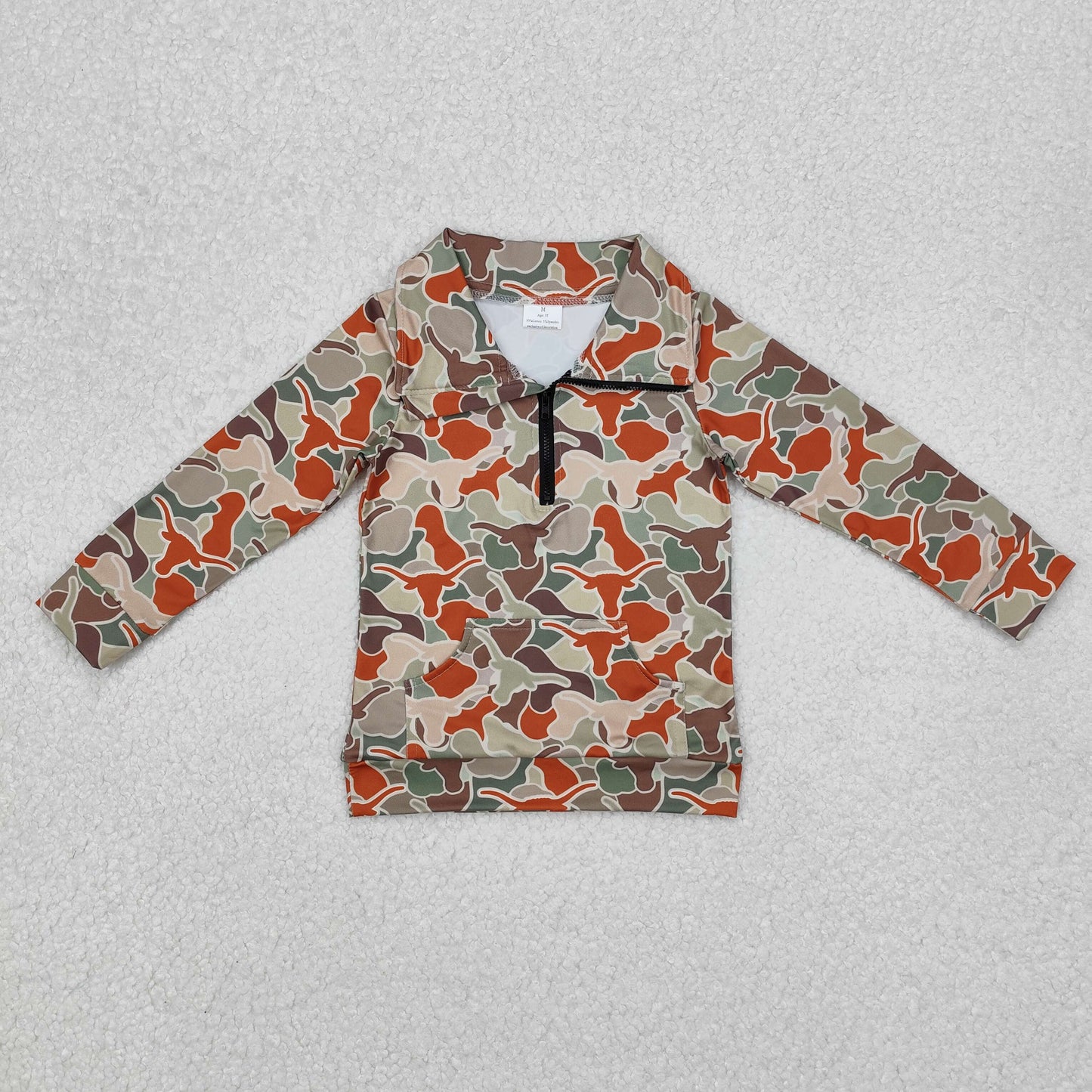 BT1069  Long sleeves bull skull camo kids boys zipper hoodie