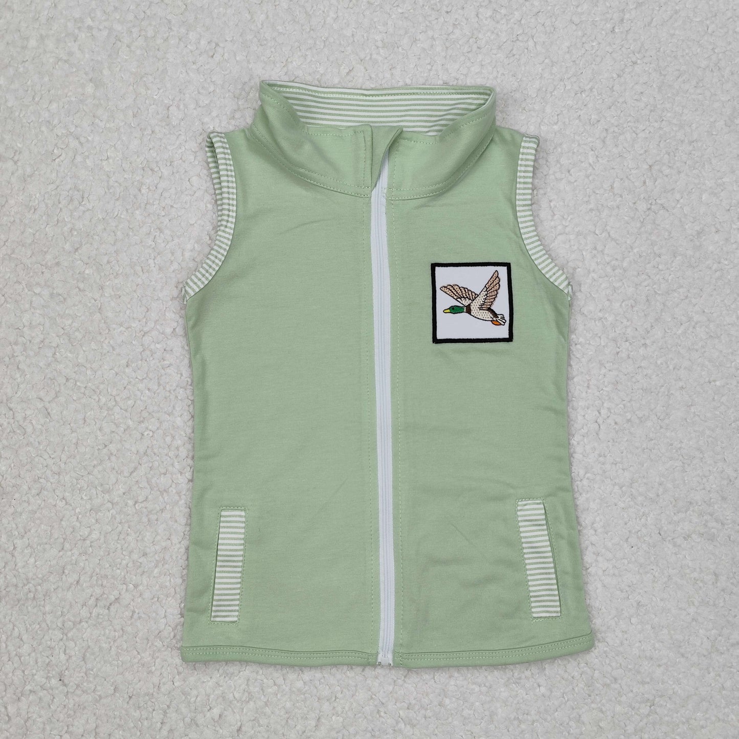 BT1071Sleeveless duck print baby boy zip vest