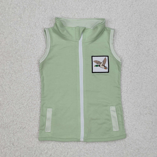 BT1071Sleeveless duck print baby boy zip vest