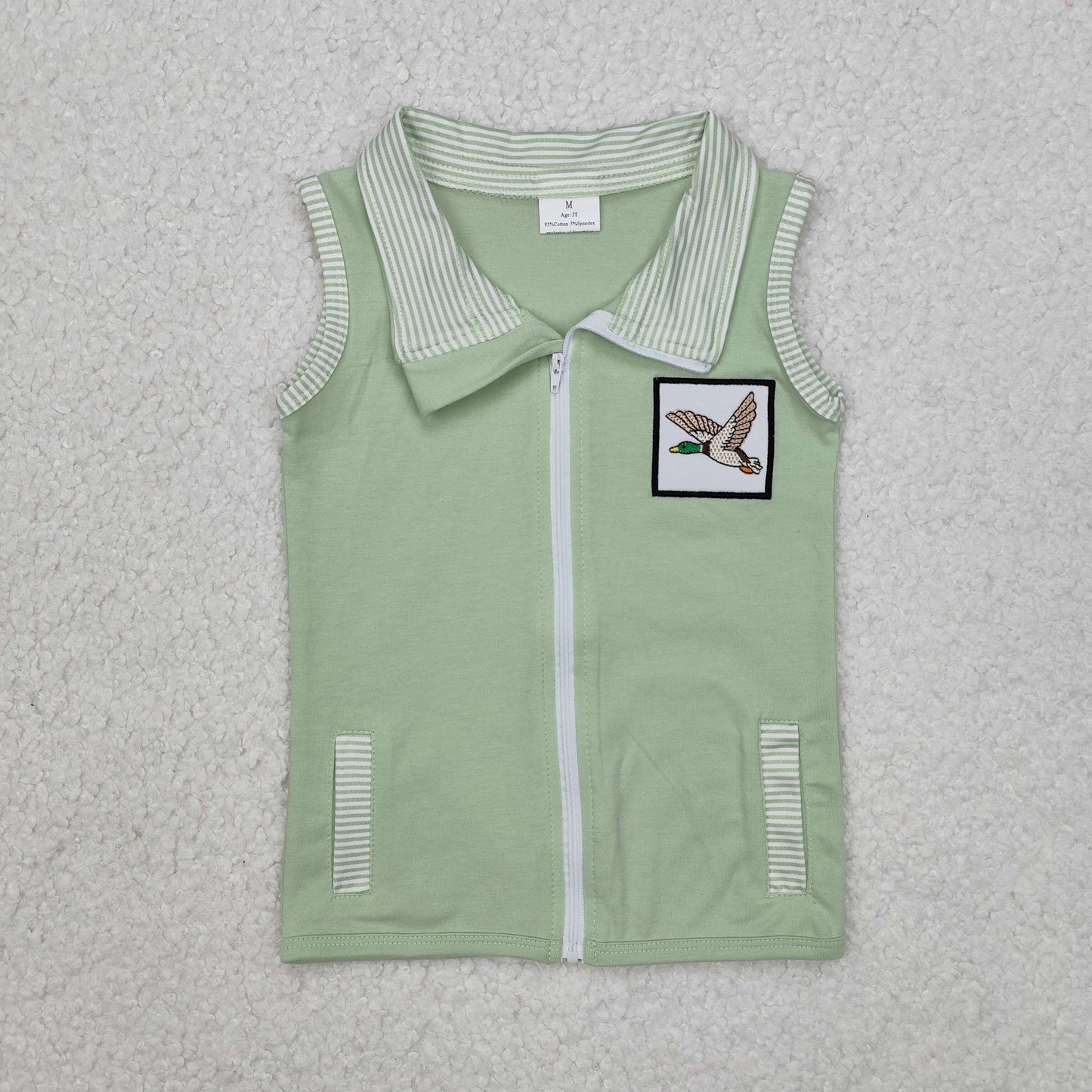 BT1071  Sleeveless duck print baby boy zip vest