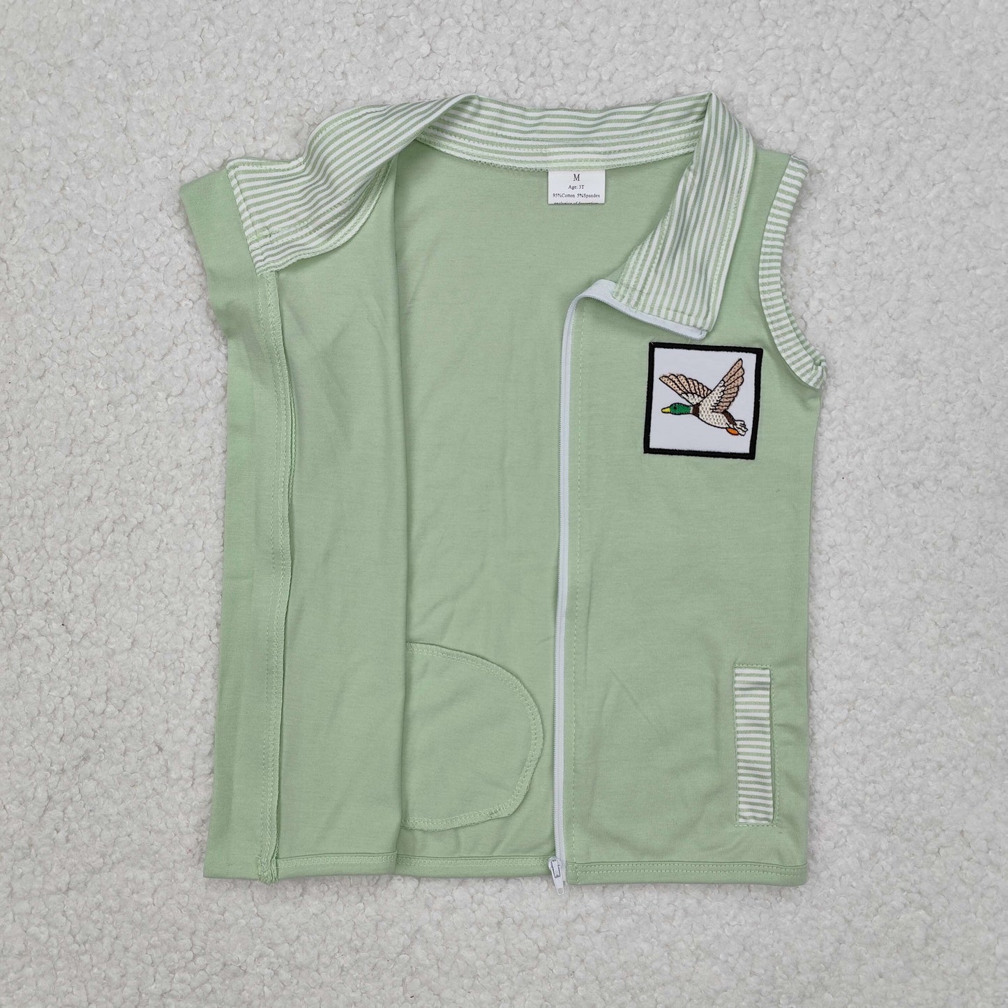 BT1071Sleeveless duck print baby boy zip vest