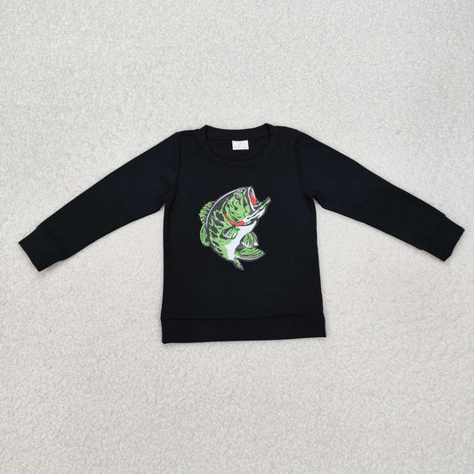 BT1073   Dark grey long sleeves fish kids boys shirt