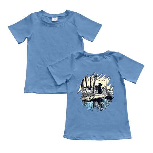 Baby Boys Blue Dog Fishing Hunting Tee Shirts Tops Preorder BT1082