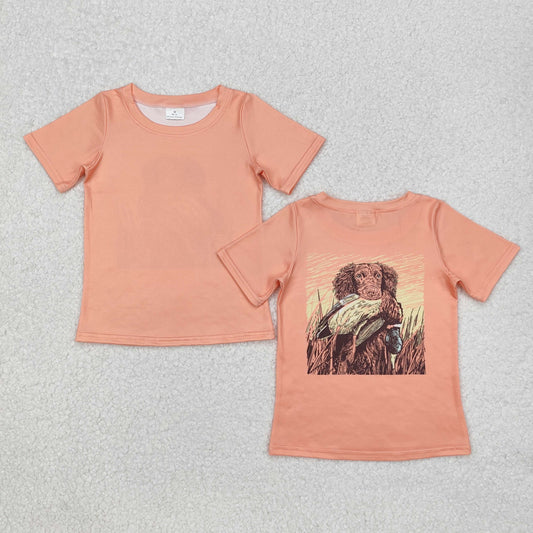 BT1084Short sleeves hunting dog duck kids boys shirt