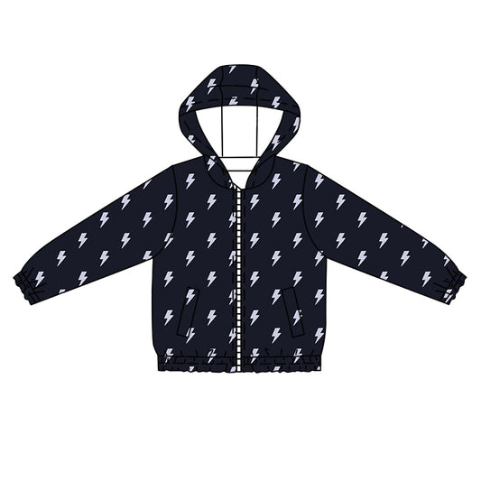 BT1089 Baby Boys Black White Flash Hooded Top Zip Tops Preorder