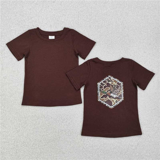 USA Warehouse (IN STOCK) BT1090 Kids Boys Short Sleeve Brown Camouflage Duck Shirt Casual Style