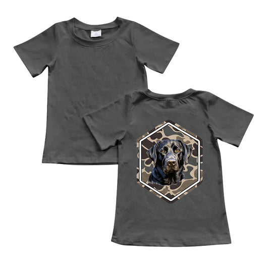 BT1091 Baby Boys Grey Camo Dog Short Sleeve Tee Shirts Tops Preorder