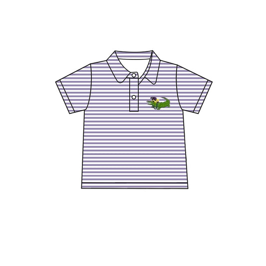 BT1092 Baby Boys Mardi Gras Stripes Crocodile Short Sleeve Tee Pullovers Tops Preorder