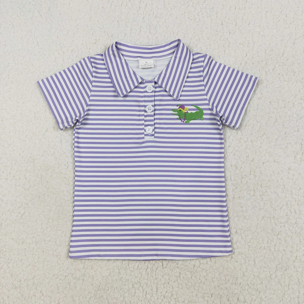 12.26 RST Sibling Baby Boys Mardi Gras Stripes Tee Pullovers Tops