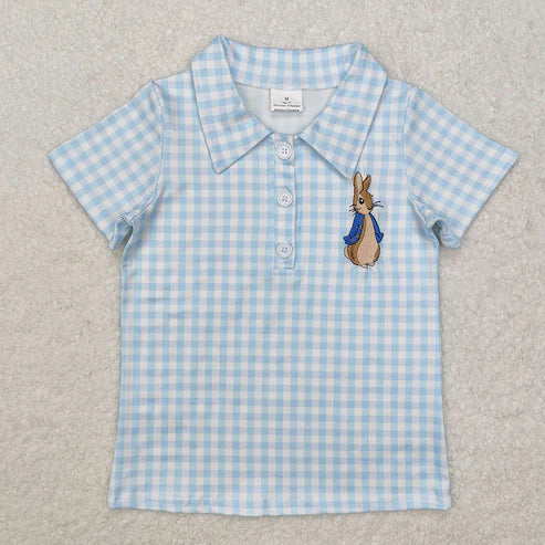 9.25 RTS Sibling Baby Boys Embroidery Eggs Rabbits Cross Easter Polo Shirts Tops