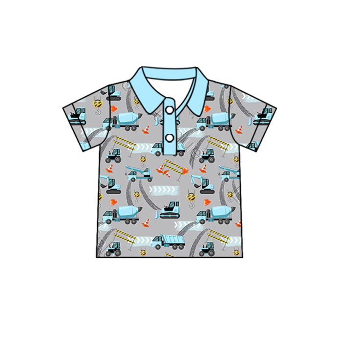 BT1096 Baby Boys Blue Construction Tee Shirts Tops