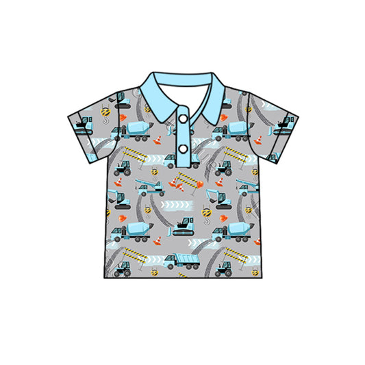 BT1096 Baby Boys Blue Construction Tee Shirts Tops