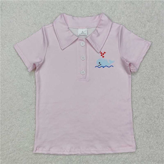 BT1105Baby Boys Whale Heart Short Sleeve Pullovers Tops