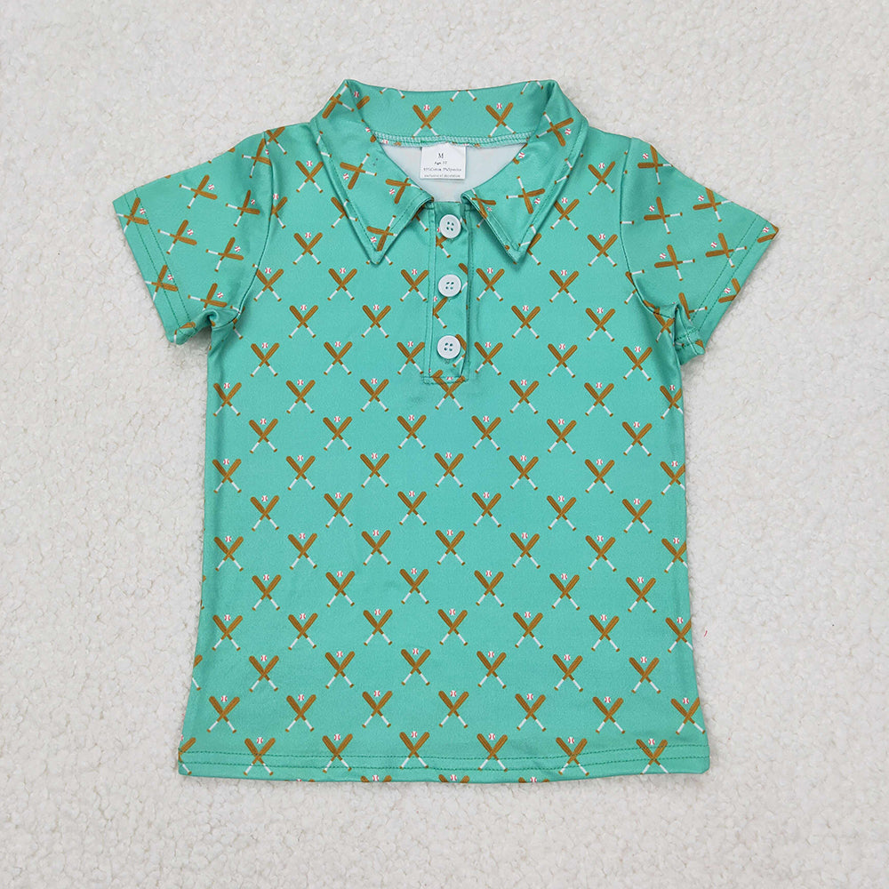 BT1119 RTS NO MOQ Green short sleeves baseball kids boys polo shirt