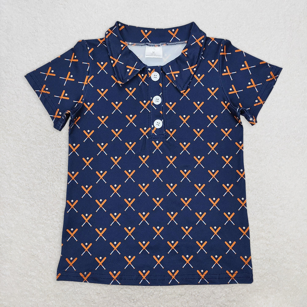 BT1120RTS NO MOQ Baby Boys Summer Tops Blue Short Sleeve Baseball Polo Shirt for Kids Boys Ages 7-14 Comfortable Breathable Fashionable Clothing