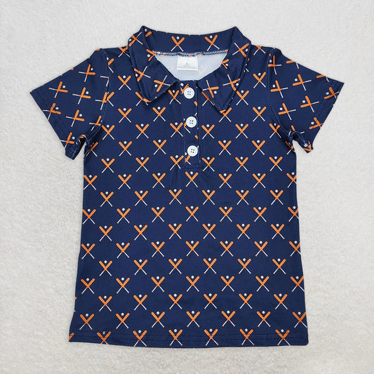 BT1120RTS NO MOQ Baby Boys Summer Tops Blue Short Sleeve Baseball Polo Shirt for Kids Boys Ages 7-14 Comfortable Breathable Fashionable Clothing