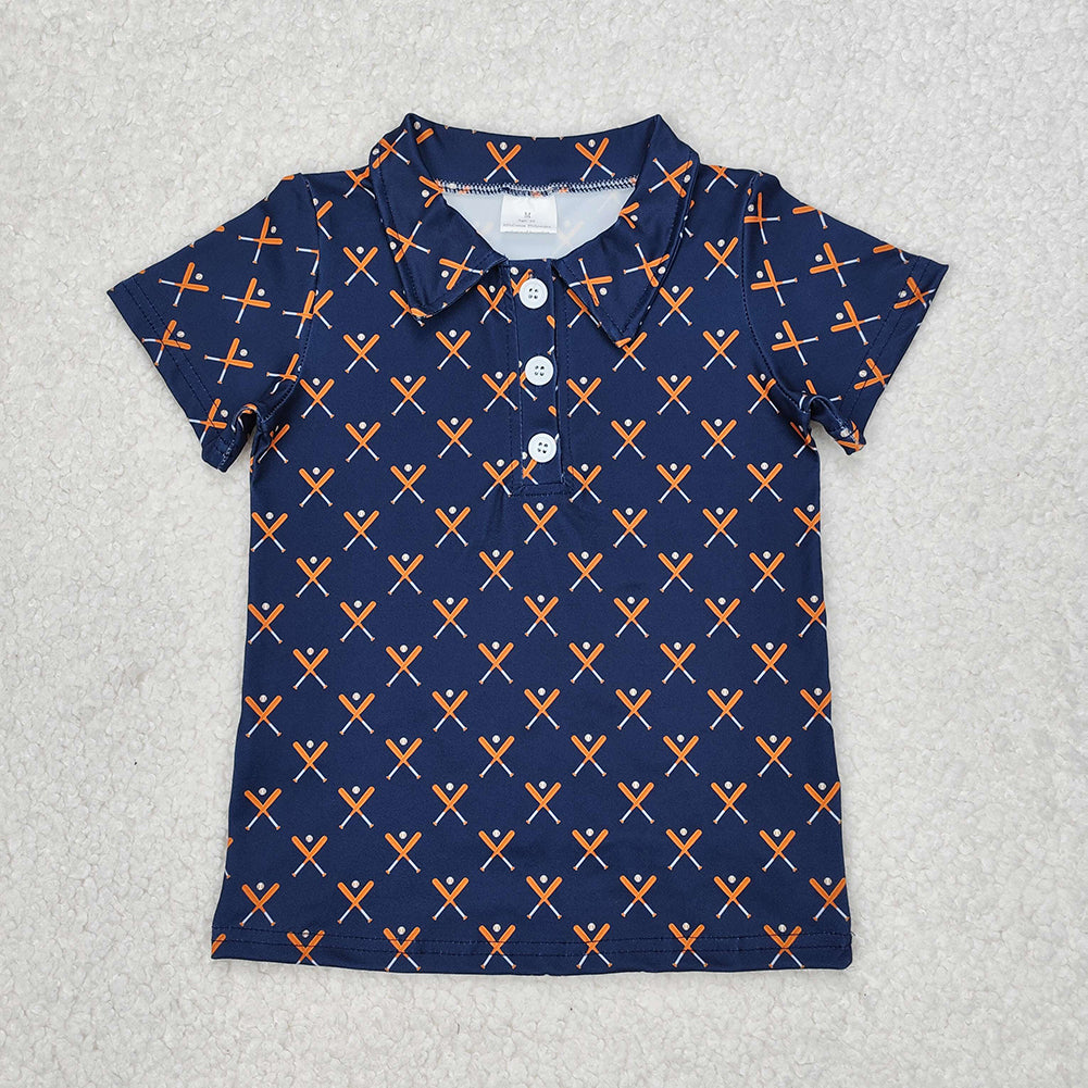 BT1120RTS NO MOQ Baby Boys Summer Tops Blue Short Sleeve Baseball Polo Shirt for Kids Boys Ages 7-14 Comfortable Breathable Fashionable Clothing
