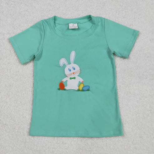 9.25 RTS Sibling Baby Boys Embroidery Eggs Rabbits Cross Easter Polo Shirts Tops
