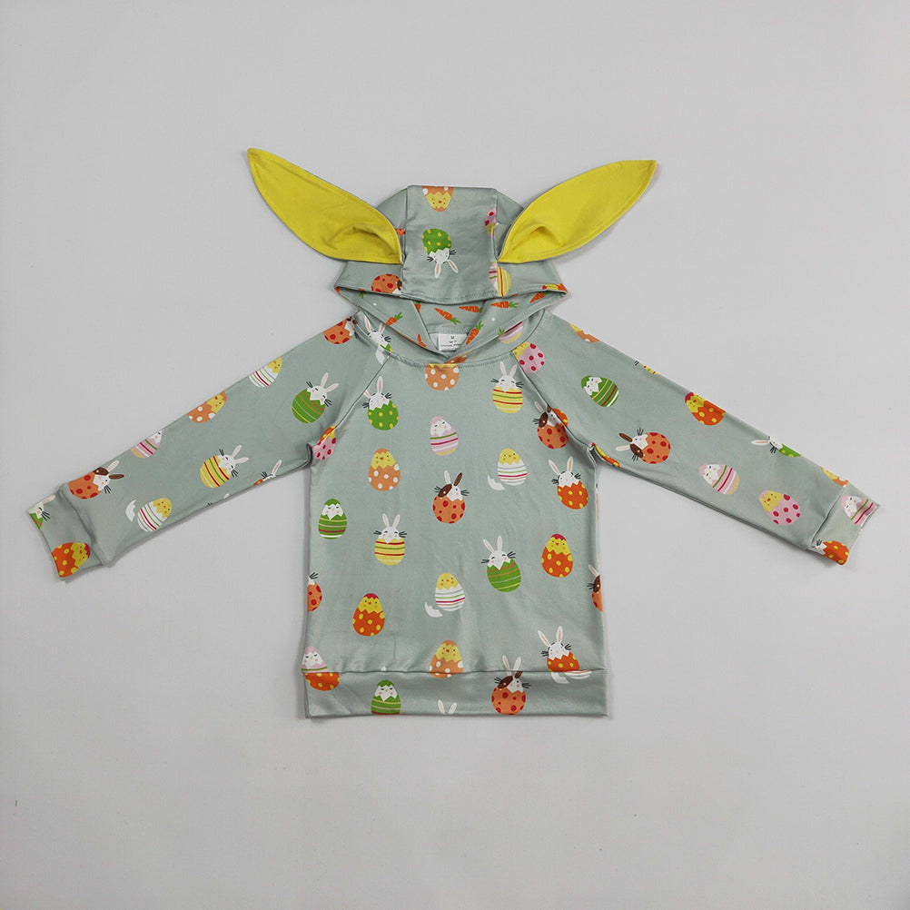 6.07   Easter Bunny Hoodie Long Sleeve Ear Bunny Design Kids Baby Clothing Spring Festive Wear