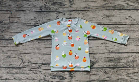 BT1137Easter Long Sleeve Shirt for Baby Kids with Egg And Bunny Design Cute Children's Clothing for Spring