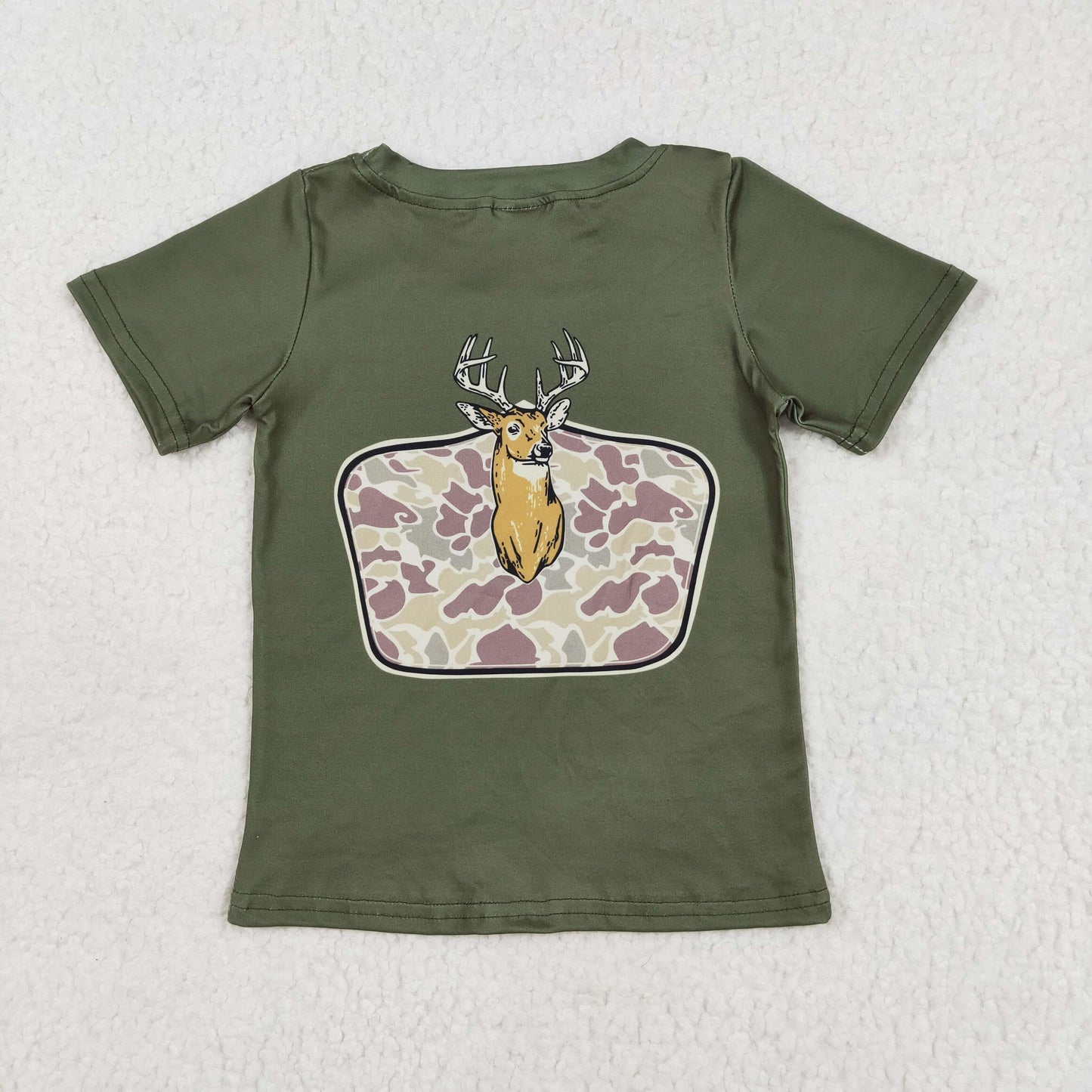 BT1148Baby Boys Green Deer Camo Short Sleeve Tee Shirts Tops