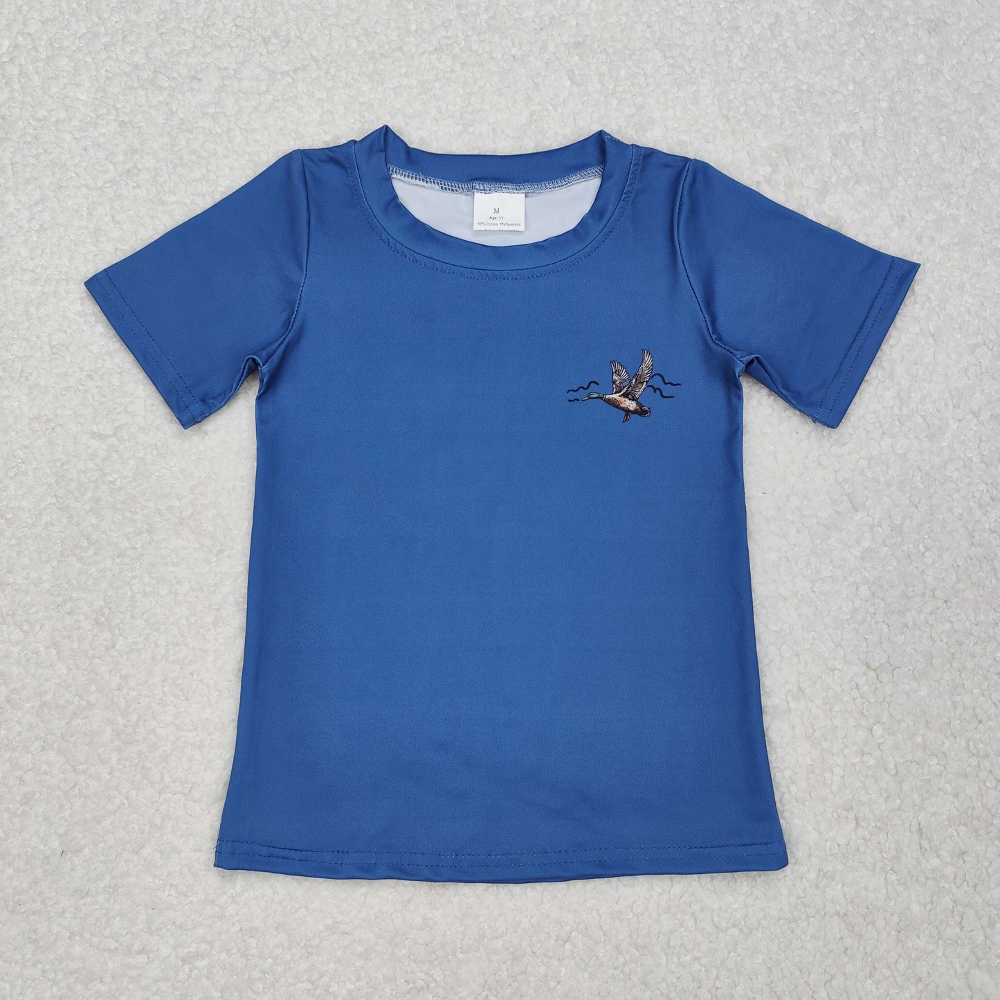 BT1150Baby Boys Hot Blue Short Sleeves Bottomland Duck Print Top Shirts