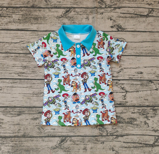 BT1158Blue short sleeves dog toy kids boys summer polo shirt
