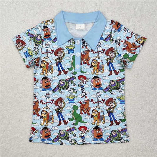 BT1158Baby Boys Toy Dogs Cartoon Short Sleeve Tee Shirts Tops