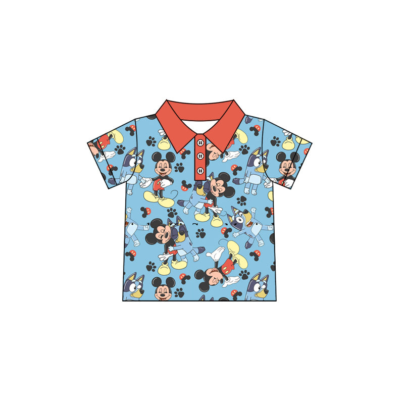 FLOWERSShort sleeves mouse dog top shorts boys pajamas