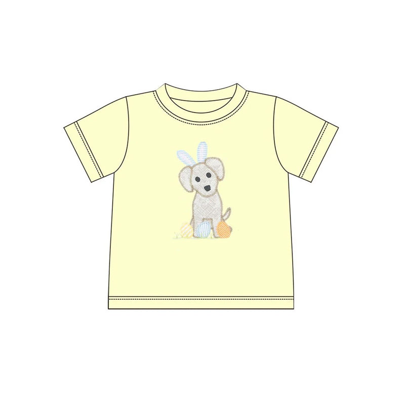 Short sleeves dog eggs baby boy Easter shirt