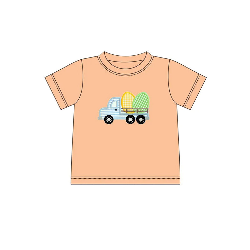 Short sleeves dog eggs baby boy Easter shirt