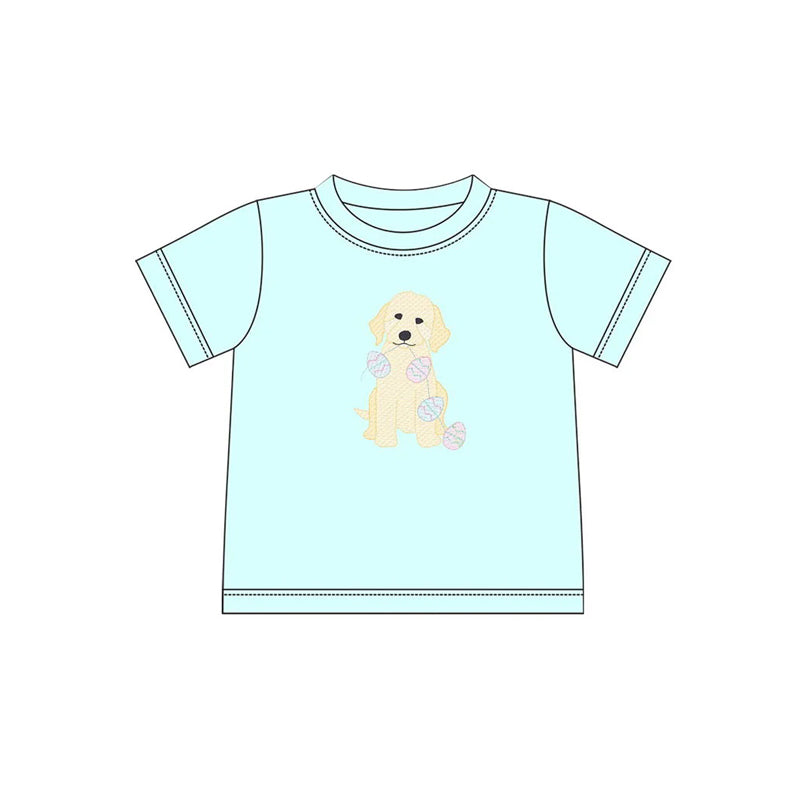 Short sleeves dog eggs baby boy Easter shirt
